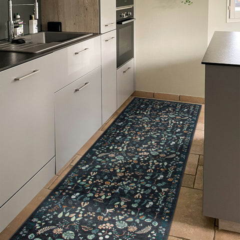 Dark Tropical Runner Rug Beautiful Palm Leaf Corridor Runner Machine Washable Mat 80x300cm