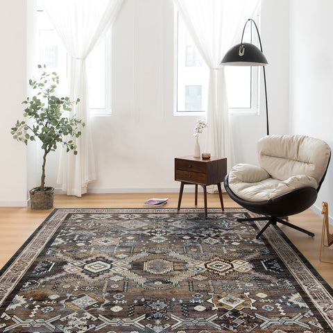 Clearance Extra Large Gold Brown Grey Beautiful Distressed Traditional Carpet Hall Runner Machine Washable