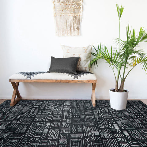 Extra Large Area Rug Charcoal Black Tribal Moroccan Geometric Non Slip Soft Plush Shaggy Washable Carpet Hall Way Runners