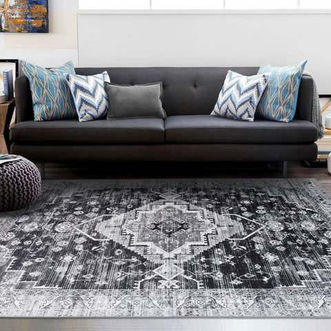 Flash Deal Extra Large Rug Charcoal Grey Beautiful Allover Lounges Carpet Machine Washable Runner