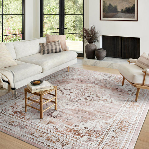 Clearance Extra Large Area Rug Dusty Pink Plush Traditional Carpet Hall Runner Machine Washable