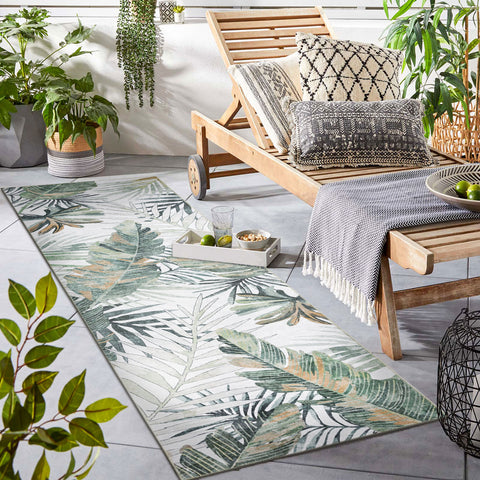 Beautiful Green Runner Rug Tropical Leaves Entry Way Carpet Anti Slip Rug Washable  80x300