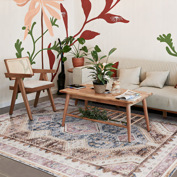 Extra Large Area Rug Terracotta Diamond Subtle Kilim Carpet Machine Washable Mat