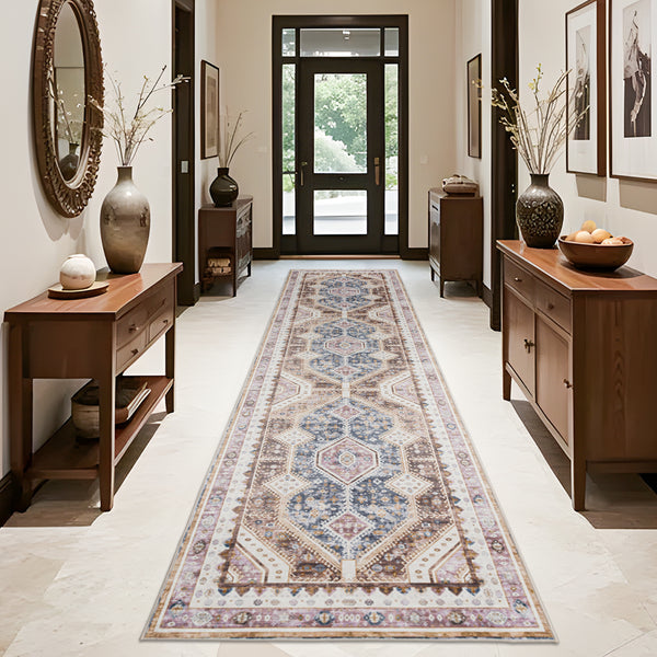 Orange Hallway Runner Beautiful Diamond Retro Carpet Washable Mat 80x300cm