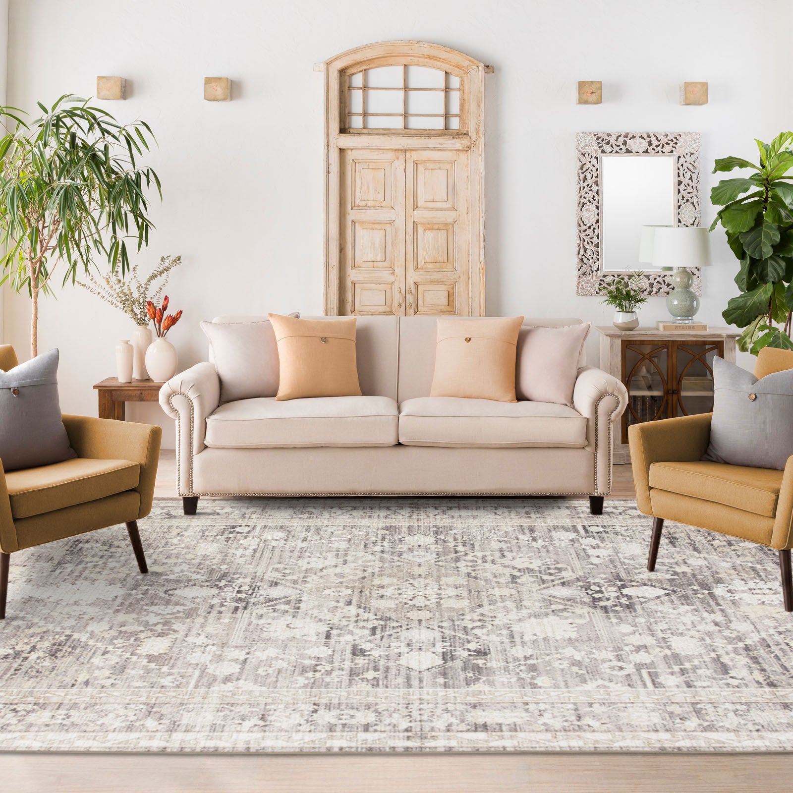 Clearance Extra Large Rugs Beige Grey Beautiful Neutral Floor Carpet D ...