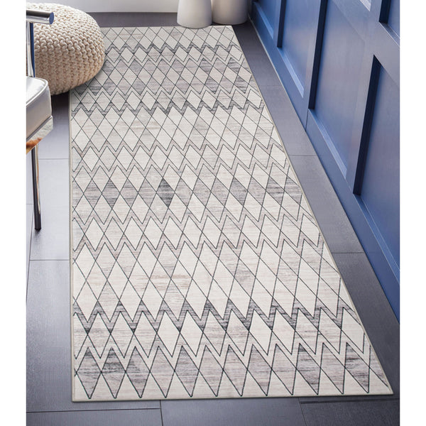 Flash Deal Beige Hallway Runner Diamond Rhombus Corridor Carpet Non Slip Soft Mat 80x300cm