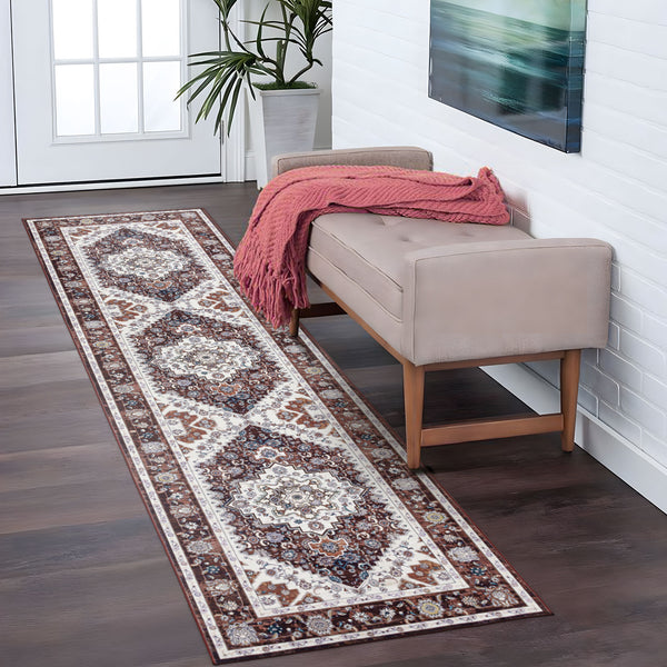 Extra Large Rug Rust Red Soft Plush Daisy Allover Vintage Retro Carpet Machine Washable Mat