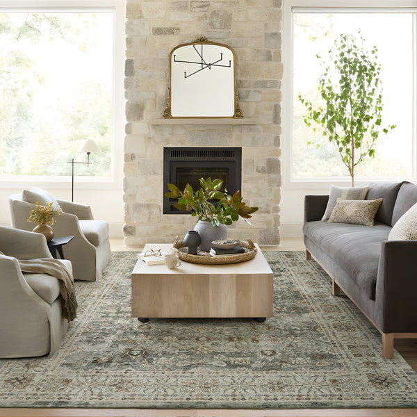 Extra Large Floor Rug Sage Green Distressed Retro Lounges Carpet Machine Washable Rugs