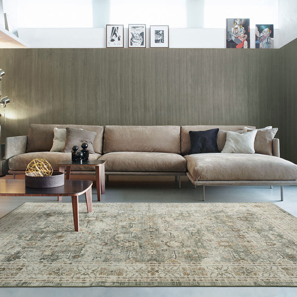 Extra Large Floor Rug Sage Green Distressed Retro Lounges Carpet Machine Washable Rugs