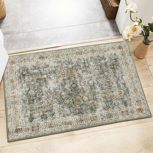 Extra Large Floor Rug Sage Green Distressed Retro Lounges Carpet Machine Washable Rugs