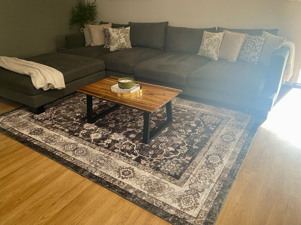 Extra Large Floor Rug Dark Brown Beautiful Allover Traditional Carpet Runner Washable Mat
