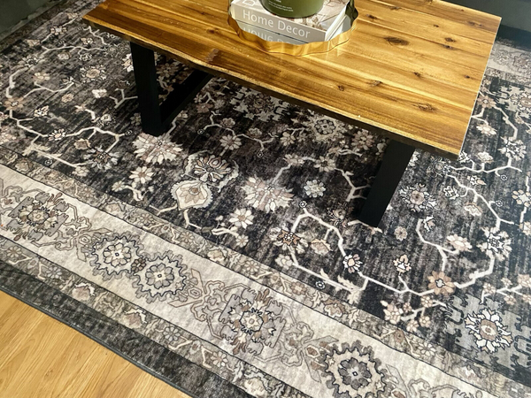 Extra Large Floor Rug Dark Brown Beautiful Allover Traditional Carpet Runner Washable Mat