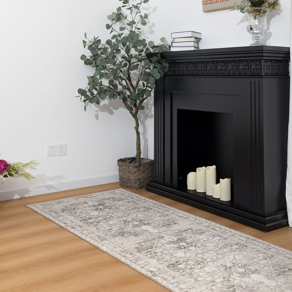 Beige Runner Plush Traditional Carpet Machine Washable Hallway Rugs 80x300cm