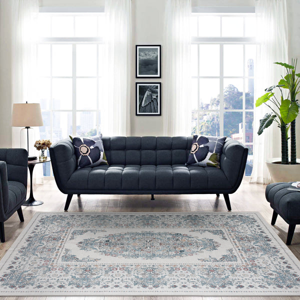 Extra Large Floor Rug Ivory Garland Border Lounges Carpet Non Slip Runner Retro Washable Mat