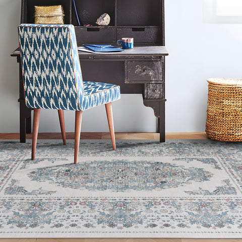 Last 8 Pcs Large Floor Rug Ivory Garland Border Lounges Carpet Non Slip Runner Retro Machine Washable Mat