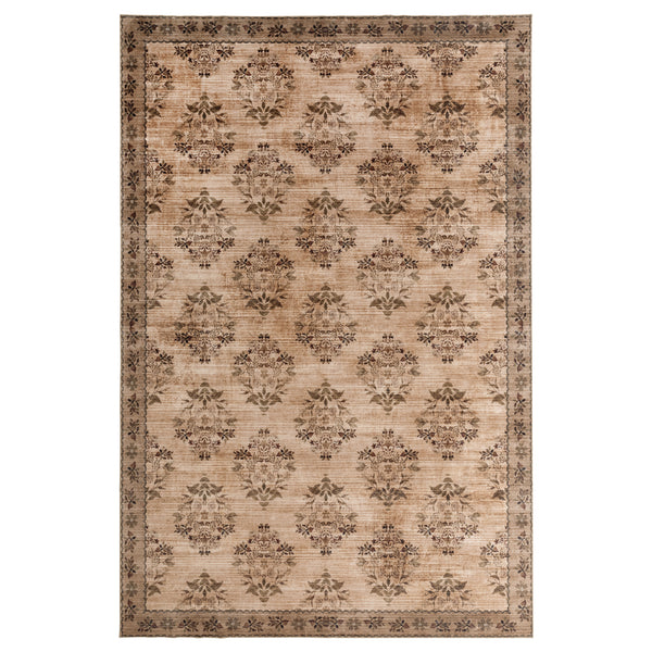 Extra Large Rug Brown Beige Bouquet Allover Neutral Modern Carpet Machine Washable Mat