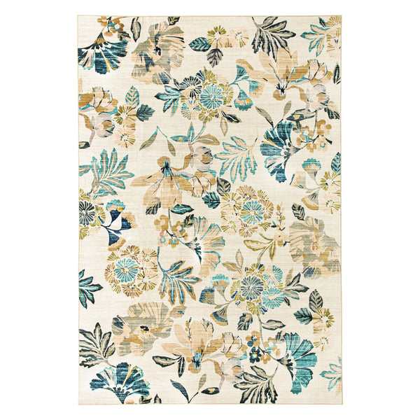 Extra Large Area Rug Teal Beige Beautiful Leaves Lounges Carpet Machine Washable Mat Hallway Runner