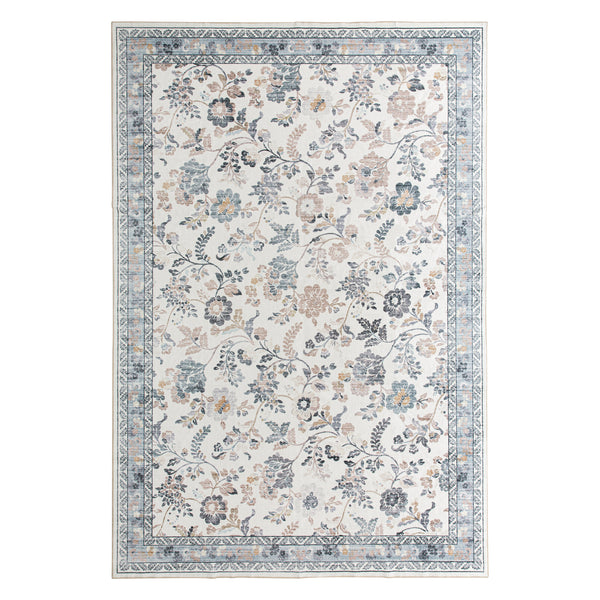 Extra Large Floor Rug Mint Ivory Botanical Lounges Rug Machine Washable Tropical Carpet