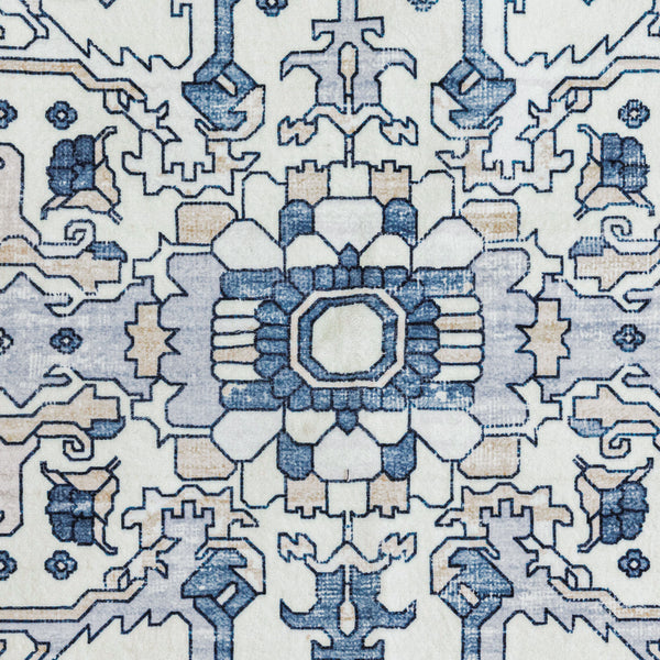 Extra Large Floor Rug Coastal Theme Charming Blue Soft Plush Non Slip Traditional Retro Lounges Machine Washable Mat