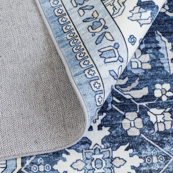 Blue Ivory Hallway Runner Beautiful Persian Entry Way Rug Washable 80x300cm