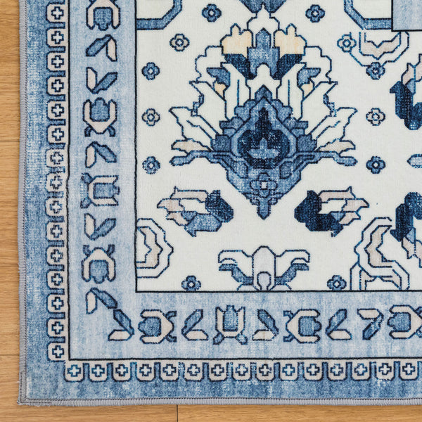 Extra Large Floor Rug Coastal Theme Charming Blue Soft Plush Non Slip Traditional Retro Lounges Machine Washable Mat