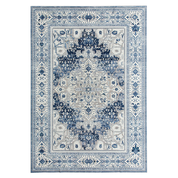 Extra Large Floor Rug Coastal Theme Charming Blue Soft Plush Non Slip Traditional Retro Lounges Machine Washable Mat