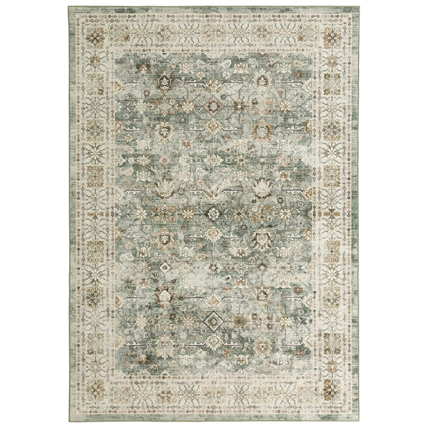 Extra Large Floor Rug Sage Green Distressed Retro Lounges Carpet Machine Washable Rugs