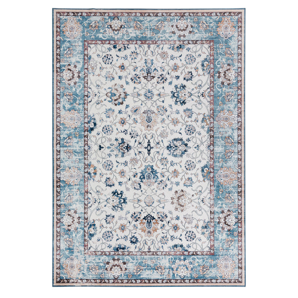 Clearance Extra Large Baby Blue Area Rug Soft Plush Allover Traditional Carpet Machine Washable