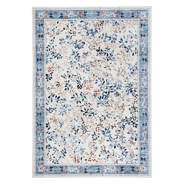 Extra Large Rug Blue Ivory Soft Stunning Hamptons Style Carpet Machine Washable Mat