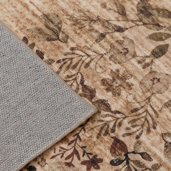 Khaki Beige Hallway Runner Minimalist Modern Carpet Allover Bouquet Rug 80x300cm