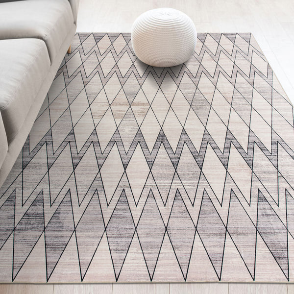 Last 6 pcs  Extra Large Area Rug Beige Grey Diamond Rhombus Moroccan Geometric Carpet Machine Washable Mat