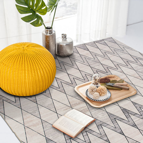 Last 6 pcs  Extra Large Area Rug Beige Grey Diamond Rhombus Moroccan Geometric Carpet Machine Washable Mat