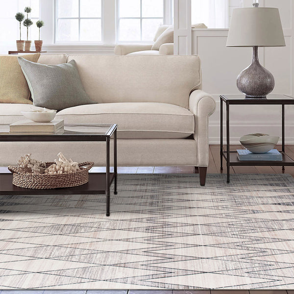 Last 6 pcs  Extra Large Area Rug Beige Grey Diamond Rhombus Moroccan Geometric Carpet Machine Washable Mat