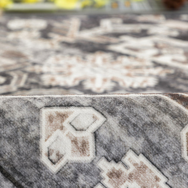 Beige Hallway Runner Traditional Corridor Carpet Machine Washable Geometric Carpet 80x300cm