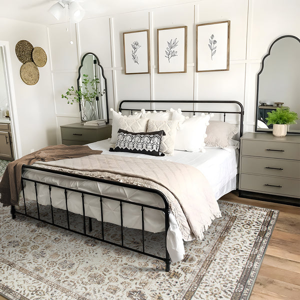 Extra Large Beige Brown Allover Carpet Machine Washable Mat Non Slip Hallway Runner Rugs