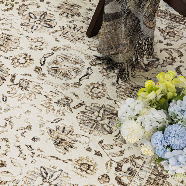 Extra Large Beige Brown Allover Carpet Machine Washable Mat Non Slip Hallway Runner Rugs