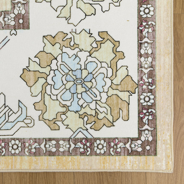 Extra Large Soft Gold Beige Modern Classic Carpet Vintage Hallway Runner Machine Washable