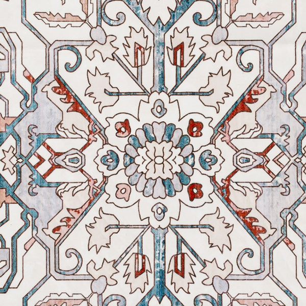 Extra Large Floor Rug Muted Brown Medallion Retro Vintage Carpet Machine Washable Rugs - Rugaustralia