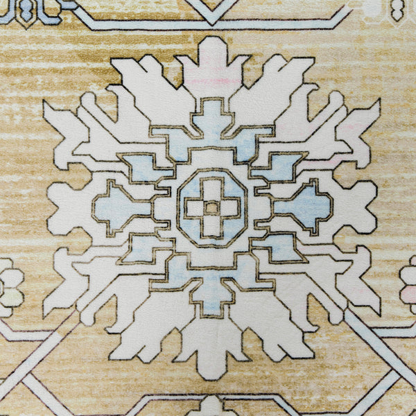 Extra Large Soft Gold Beige Modern Classic Carpet Vintage Hallway Runner Machine Washable