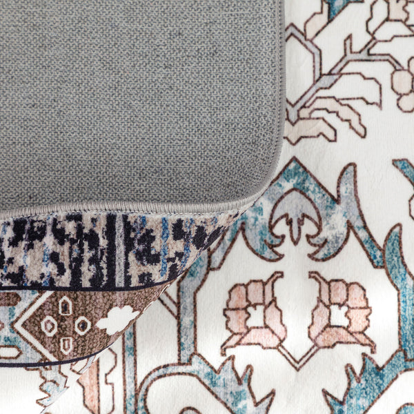 Extra Large Floor Rug Muted Brown Medallion Retro Vintage Carpet Machine Washable Rugs - Rugaustralia