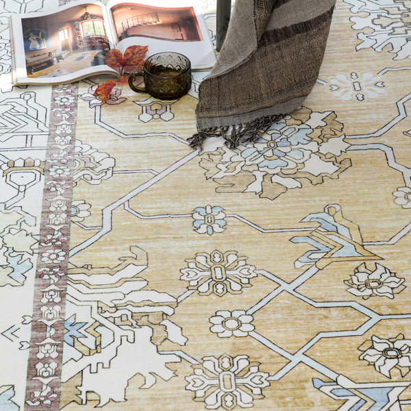 Extra Large Soft Gold Beige Modern Classic Carpet Vintage Hallway Runner Machine Washable