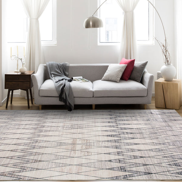 Last 6 pcs  Extra Large Area Rug Beige Grey Diamond Rhombus Moroccan Geometric Carpet Machine Washable Mat