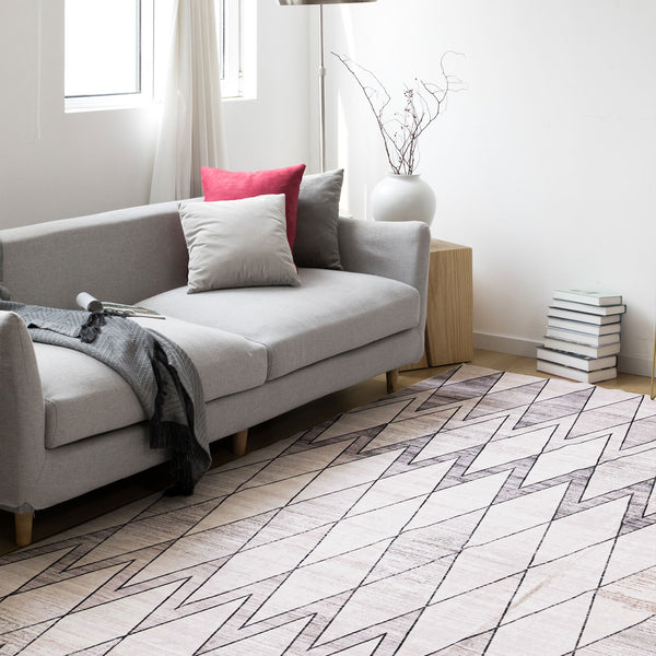 Last 6 pcs  Extra Large Area Rug Beige Grey Diamond Rhombus Moroccan Geometric Carpet Machine Washable Mat