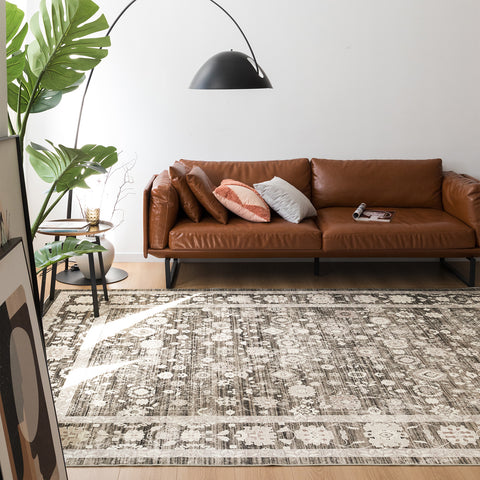 Flash Deal Extra Large Area Rug Khaki Beige Beautiful Allover Retro Lounges Carpet Machine Washable Mat