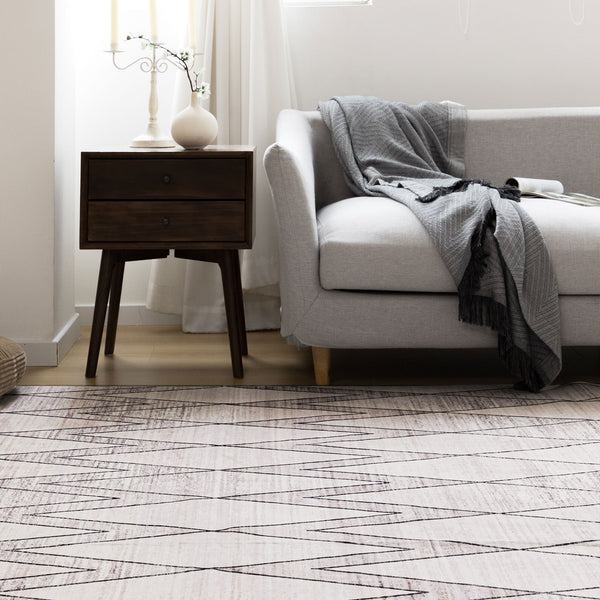 Last 6 pcs  Extra Large Area Rug Beige Grey Diamond Rhombus Moroccan Geometric Carpet Machine Washable Mat