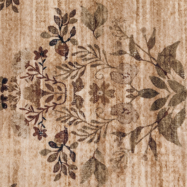 Extra Large Rug Brown Beige Bouquet Allover Neutral Modern Carpet Machine Washable Mat