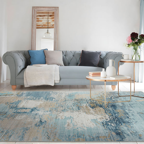 Clearance Extra Large Rug Blue Teal Aqua Soft Plush Modern Abstract Carpet Machine Washable Hall Runner Shag Mat