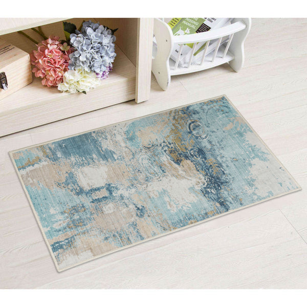 Clearance Extra Large Rug Blue Teal Aqua Soft Plush Modern Abstract Carpet Machine Washable Hall Runner Shag Mat