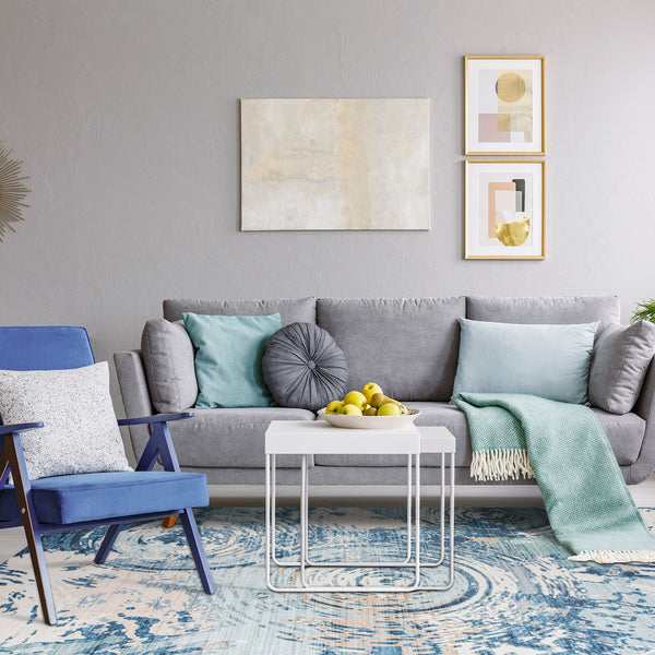 Extra Large Rug Coastal Theme Blue Teal Aqua Soft Beautiful Modern Abstract Carpet Washable Plush Mat