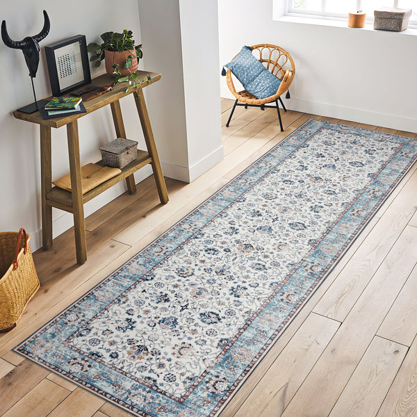 Clearance Extra Large Baby Blue Area Rug Soft Plush Allover Traditional Carpet Machine Washable